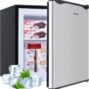 BANGSON Mini Freezer, 1.1 Cu.ft Upright Freezer With Removable Shelf, Single Reversible Door, Compact for Home, Kitchen, Office, Apartment (Silver)
