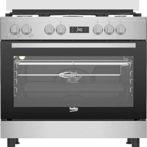 بوتجاز بيكو 5 شعلة حماية كاملة من الستانلس ستيل مع 2 مروحة طبخ، مقاس 90 سم - موديل GGR 15325 FX NS