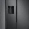 ثلاجة ديجيتال بابواب متجاورة مع موزع مياه ، سعة 655 لتر 604 من سامسونج RS68A8820B1 MR أسود