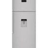 ثلاجة بفريزر علوي وموزع مياه من بيكو RDNE500E12DX، 500 لتر - فضي